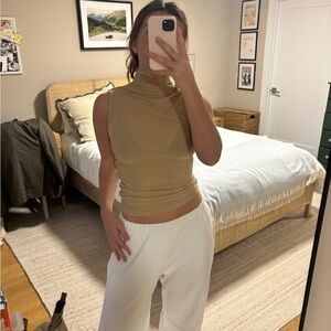 The Noli Shop Mia Shimmer Tank - Gold